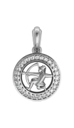 Sagittarius Charm Pendant studded with Diamonds in 92.5 Silver